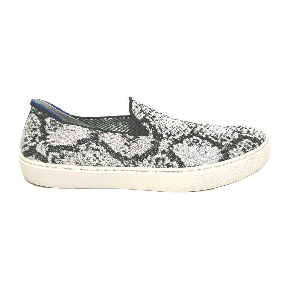Rothy's The Original Slip On Sneaker Women 10 Python Snake Ivory Black Comfort